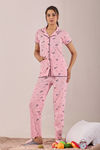 Sweet Moon Knit Cotton Pyjama Set - Pastel Pink  — thumbnail 1